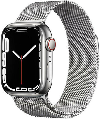 Apple Watch Series 7 GPS + Cellular, 41 mm Silver Stainless Steel Case with Silver Milanese Loop