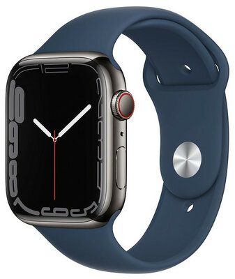 Apple Watch Series 7 GPS + Cellular, 45mm, Space Black Case with Abyss Blue Solo Band
