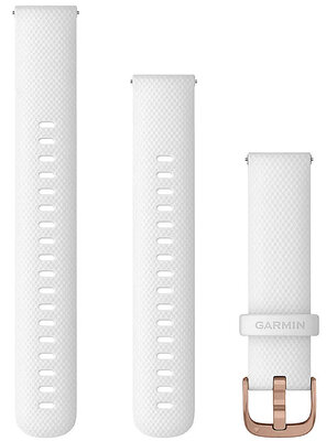 Strap Garmin Quick Release 18mm, silicone, white, pink-gold clasp (Venu 2S, Vívoactive 4S, Vívomove 3S)