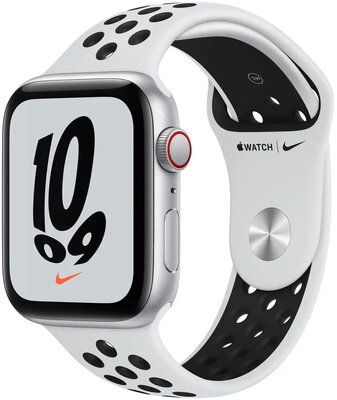 Apple Watch Nike SE GPS + Cellular, 44mm Silver Aluminum Case with Platinum/Black Nike Sports Strap