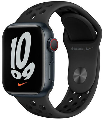 Apple Watch Nike Series 7 GPS + Cellular, 41mm Dark Ink Aluminum Case with Black Nike Sports Strap
