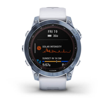 Garmin Fenix 7 Sapphire Solar Blue DLC Titanium / White Band