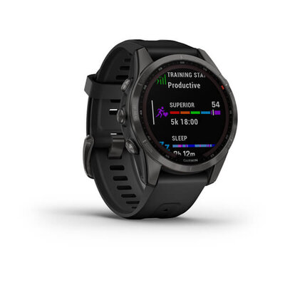 Garmin Fenix 7S Sapphire Solar Grey DLC Titanium / Black Band