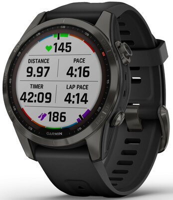 Garmin Fenix 7S Sapphire Solar Grey DLC Titanium / Black Band