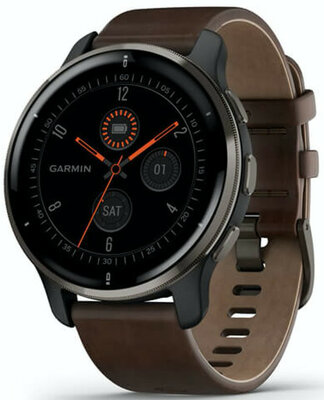 Garmin Venu 2 Plus Slate/Brown Leather Band + silicone strap