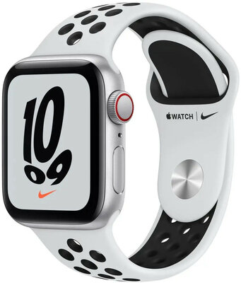 Apple Watch Nike SE GPS + Cellular, 40mm Silver Aluminum Case with Platinum/Black Nike Sports Strap