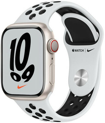 pple Watch Nike Series 7 GPS + Cellular, 41mm star white aluminum case with Nike platinum sports strap