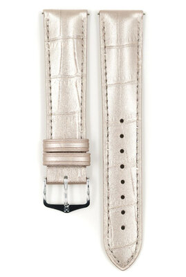 Leather strap Hirsch Duke Metallic M 01027130-2, grey, calfskin, length M, Quick Release