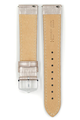 Leather strap Hirsch Duke Metallic M 01027130-2, grey, calfskin, length M, Quick Release