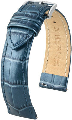 Blue leather strap Hirsch Duke Metallic M 01027180-2 (Calfskin)