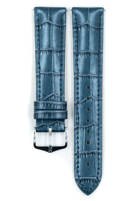 Blue leather strap Hirsch Duke Metallic M 01027180-2 (Calfskin)