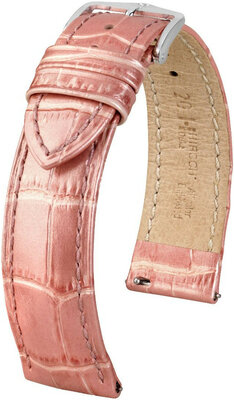 Pink leather strap Hirsch Duke Metallic M 01027122-2 (Calfskin)