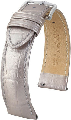 Silver leather strap Hirsch Duke Metallic M 01027130-2 (Calfskin)