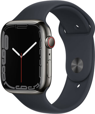 Apple Watch Series 7 GPS + Cellular, 45 mm Midnight Stainless Steel Case with Midnight Band