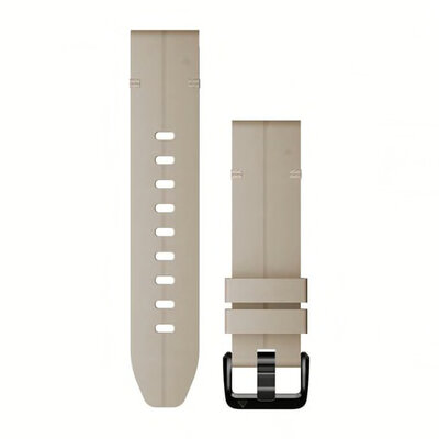 Strap Garmin QuickFit 20mm, leather, light beige, black clasp (Fenix 7S/6S/5S)