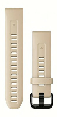 Strap Garmin QuickFit 20mm, silicone, light beige, black clasp (Fenix 7S/6S/5S)