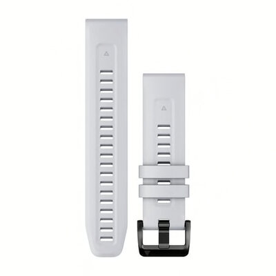 Strap Garmin QuickFit 22mm, silicone, white, black clasp (Fenix 7/6/5, Epix 2 aj.)