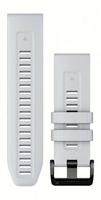 Strap Garmin QuickFit 26mm, silicone, white, black clasp (Fenix 7X/6X/5X, Tactix aj.)