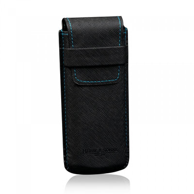 Travel  case for watches Mondo Safiano 70019-104, black with blue stitching