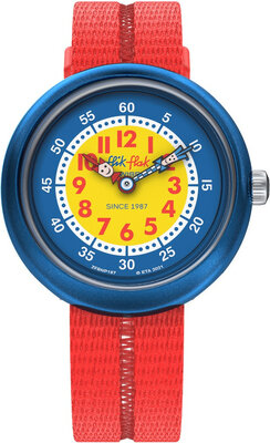 Flik Flak Blue ZFBNP188 with Red Strap