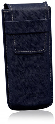 Travel  case for watches Mondo Safiano 70019-100, blue with white stitching