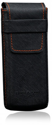 Travel  case for watches Mondo Safiano 70019-103, black with orange stitching