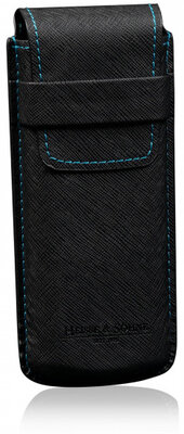 Travel  case for watches Mondo Safiano 70019-104, black with blue stitching