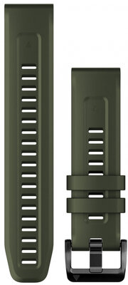 Strap Garmin QuickFit 22mm, silicone, dark green, black clasp (Fenix 7/6/5, Epix 2 aj.)