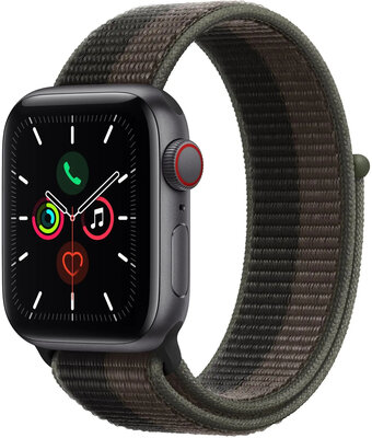 Apple Watch SE GPS + Cellular, 40mm, Space Grey Aluminium Case with Tornado/Grey Sport Loop