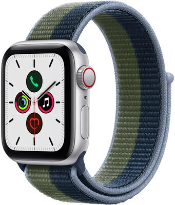 Apple Watch SE GPS + Cellular, 40mm Silver Aluminium Case / Abyss Blue/Moss Green Sport Loop