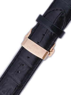 Strap Orient UDCVWRB, leather black, rosegold clasp (pro model FETAC)