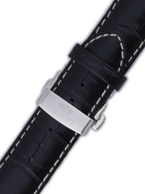 Strap Orient UDCVWSB, leather black, silver clasp (pro model FETAC)