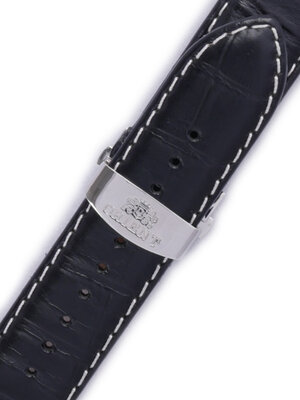 Strap Orient UDCYPSE, leather black, silver clasp (pro model FFT00)