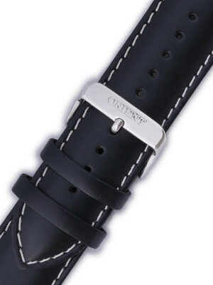 Strap Orient UDDKMSB, leather black, silver clasp (pro model FDBAA)