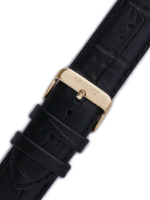 Strap Orient UDEVDAB, leather black, golden clasp (pro model FEUAG)