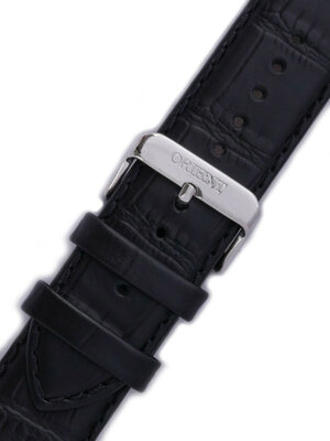 Strap Orient UDEVDSB, leather black, silver clasp (pro model FEUAG)
