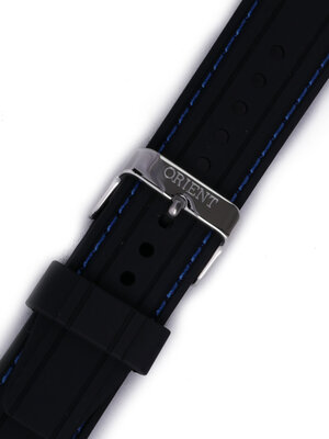 Strap Orient VDFCKSX, silicone black, silver clasp (pro model FUNG3)