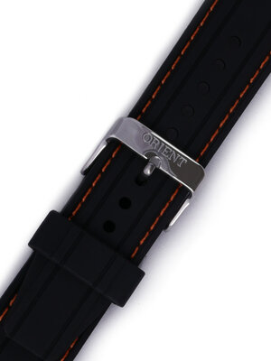 Strap Orient VDFCKSZ, silicone black, silver clasp (pro model FUNG3)