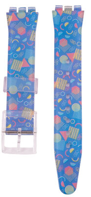 Women's Blue Plastic Strap Colourful C11 Design for Swatch Watches 17 mm