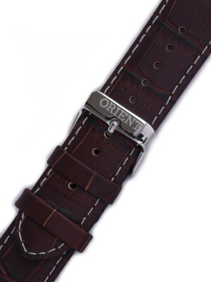Strap Orient UDFFCS0, leather brown, silver clasp (pro model FEU0B)