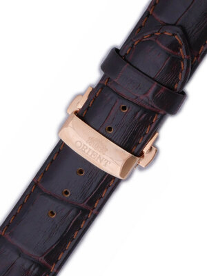 Strap Orient UDCVWRT, leather brown, rosegold clasp (pro model FETAC)