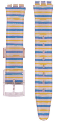 Women's White Plastic Strap Colourful C4 Design for Swatch Watches 17 mm 