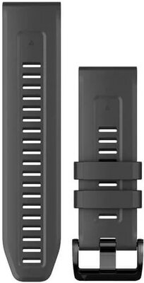 Strap Garmin QuickFit 26mm, silicone, grey, black clasp (Fenix 7X/6X/5X, Tactix aj.)