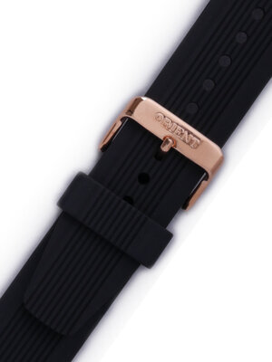 Strap Orient VDEWH0B, silicone black, rosegold clasp (pro model FFD0K)