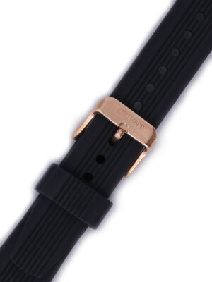 Strap Orient VDEWJ0B, silicone black, rosegold clasp (pro model FNR1V)