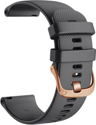 Quick Release 18mm, Silicone, Black, Rosegold Buckle (Garmin Venu 2S, Vívoactive 4S, Vívomove 3S)