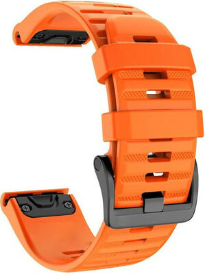 Strap QuickFit 20mm, silicone, orange, black clasp (Garmin Fenix 7S/6S/5S)