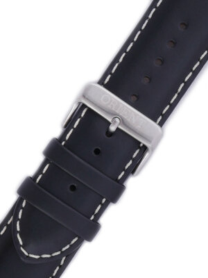 Strap Orient UDDAQSB, leather black, silver clasp (pro model FET0B)