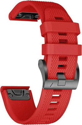 Strap QuickFit 22mm, silicone, red, black clasp (Garmin Fenix 7/6/5, Epix 2 aj.)
