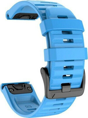 Strap QuickFit 22mm, silicone, blue, black clasp (Garmin Fenix 7/6/5, Epix 2 aj.)